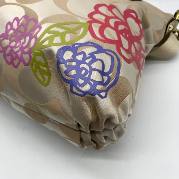 Coach Beige Jacquard Daisy Poppy Hobo Crossbody Bag F20781 - Picture 6 of 12